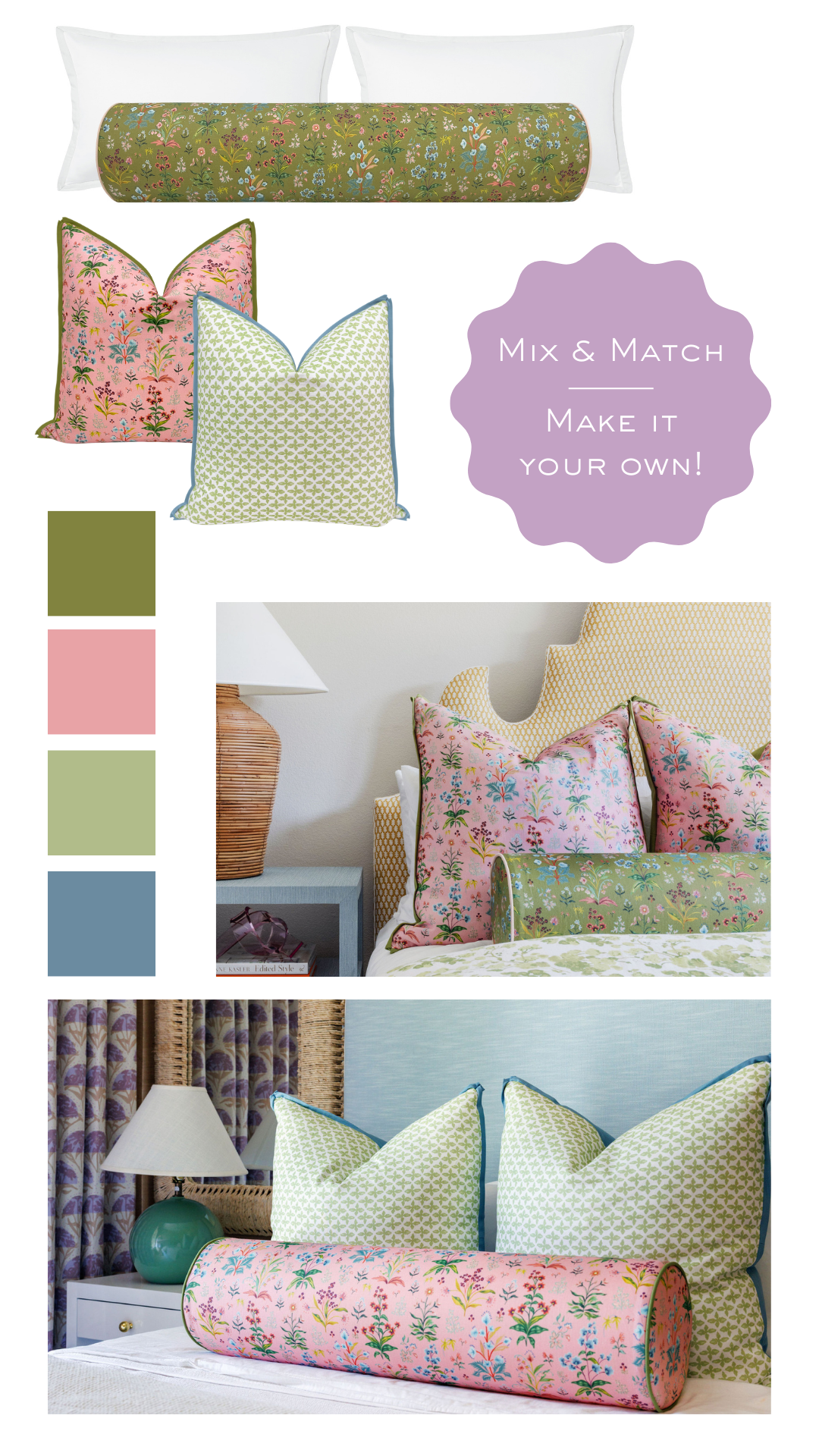OCS X LDC II | BOLSTER | ELLISTON HOUSE : MEADOW MULTI // LEAF + CLASSIC LINEN // CAMEO CORDING