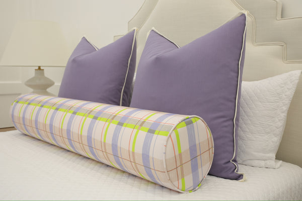 9" X 48" BOLSTER : PLAID // GRAPE | TEIL TEXTILES | FALL SALE