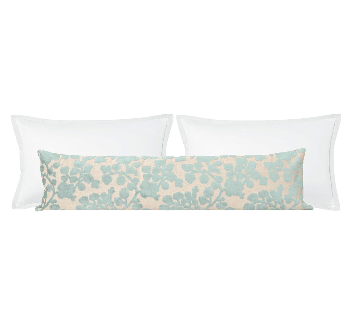 THE XL LUMBAR :: BLOSSOM CUT VELVET // SPA BLUE