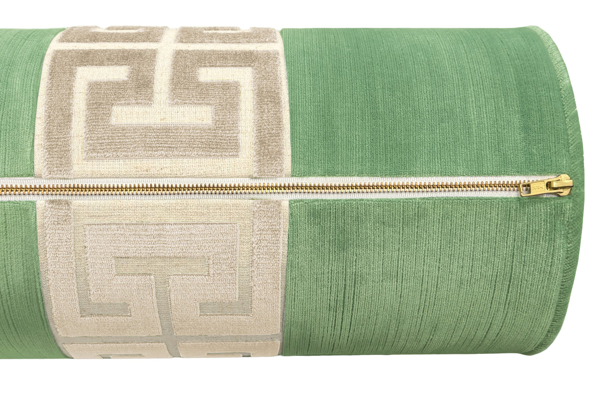 THE BOLSTER :: STRIE VELVET // JADE + GREEK TRIM