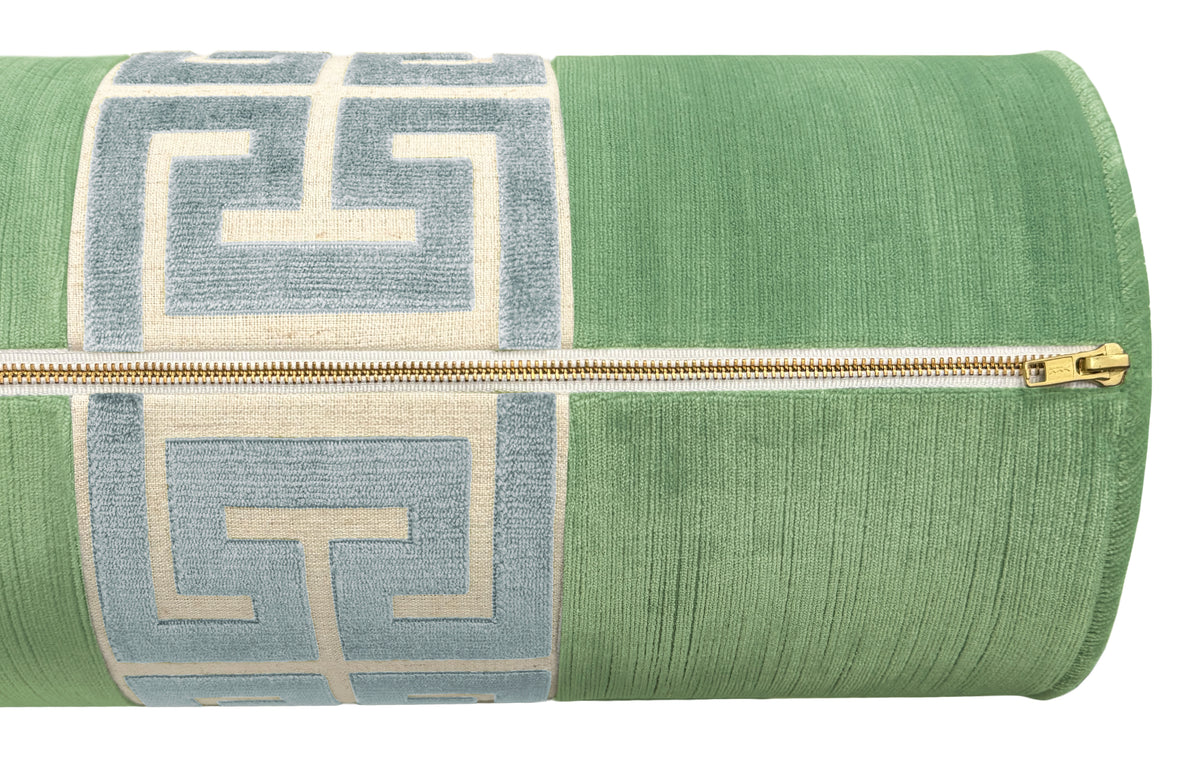 THE BOLSTER :: STRIE VELVET // JADE + GREEK TRIM