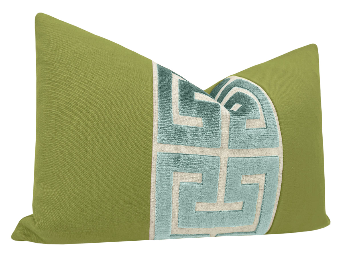 THE LITTLE LUMBAR :: CLASSIC LINEN // OLIVE + TURKISH BLUE GREEK TRIM