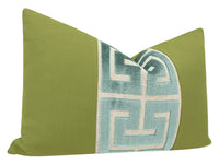 THE LITTLE LUMBAR :: CLASSIC LINEN // OLIVE + TURKISH BLUE GREEK TRIM