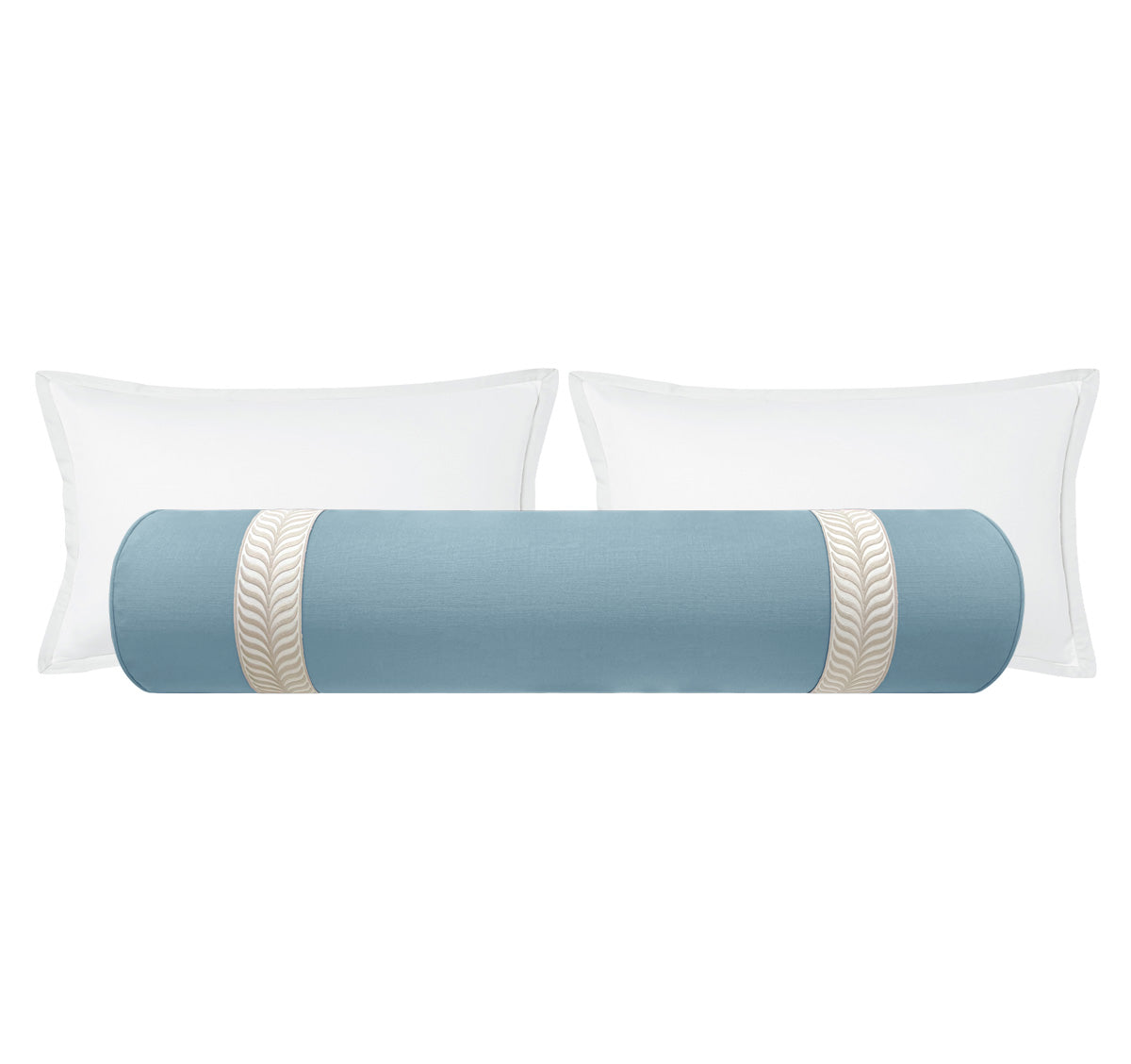 THE BOLSTER :: CLASSIC LINEN // HYDRANGEA BLUE + TRELLIS TRIM // NATURAL