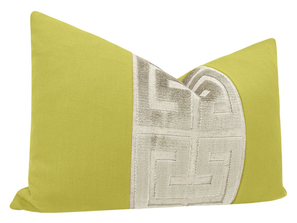 THE LITTLE LUMBAR :: CLASSIC LINEN // CHARTREUSE + CASHMERE GREEK TRIM