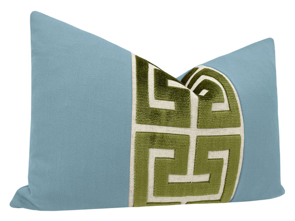 THE LITTLE LUMBAR :: CLASSIC LINEN // HYDRANGEA BLUE + OLIVE GREEK TRIM