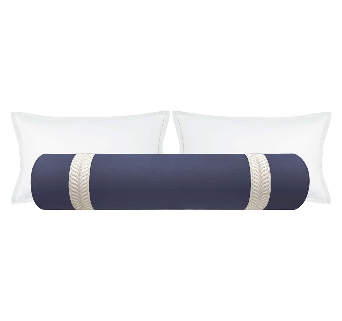 THE BOLSTER :: CLASSIC LINEN // NAVY BLUE + TRELLIS TRIM // NATURAL