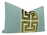 THE LITTLE LUMBAR :: CLASSIC LINEN // SPA BLUE + OLIVE GREEK TRIM