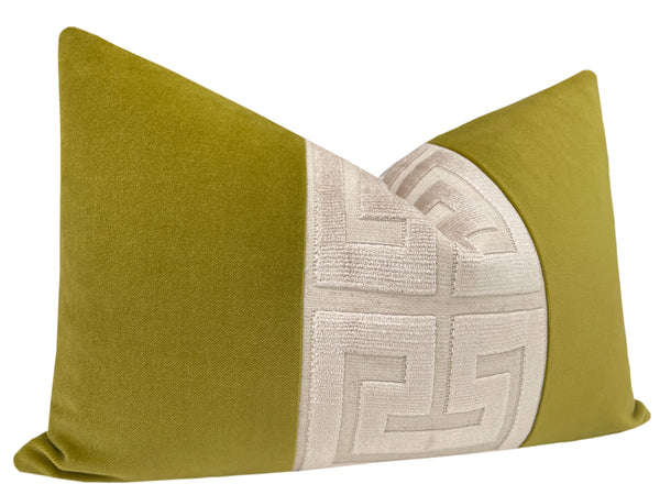 THE LITTLE LUMBAR :: CLASSIC VELVET // CHARTREUSE  + GREEK TRIM // CASHMERE