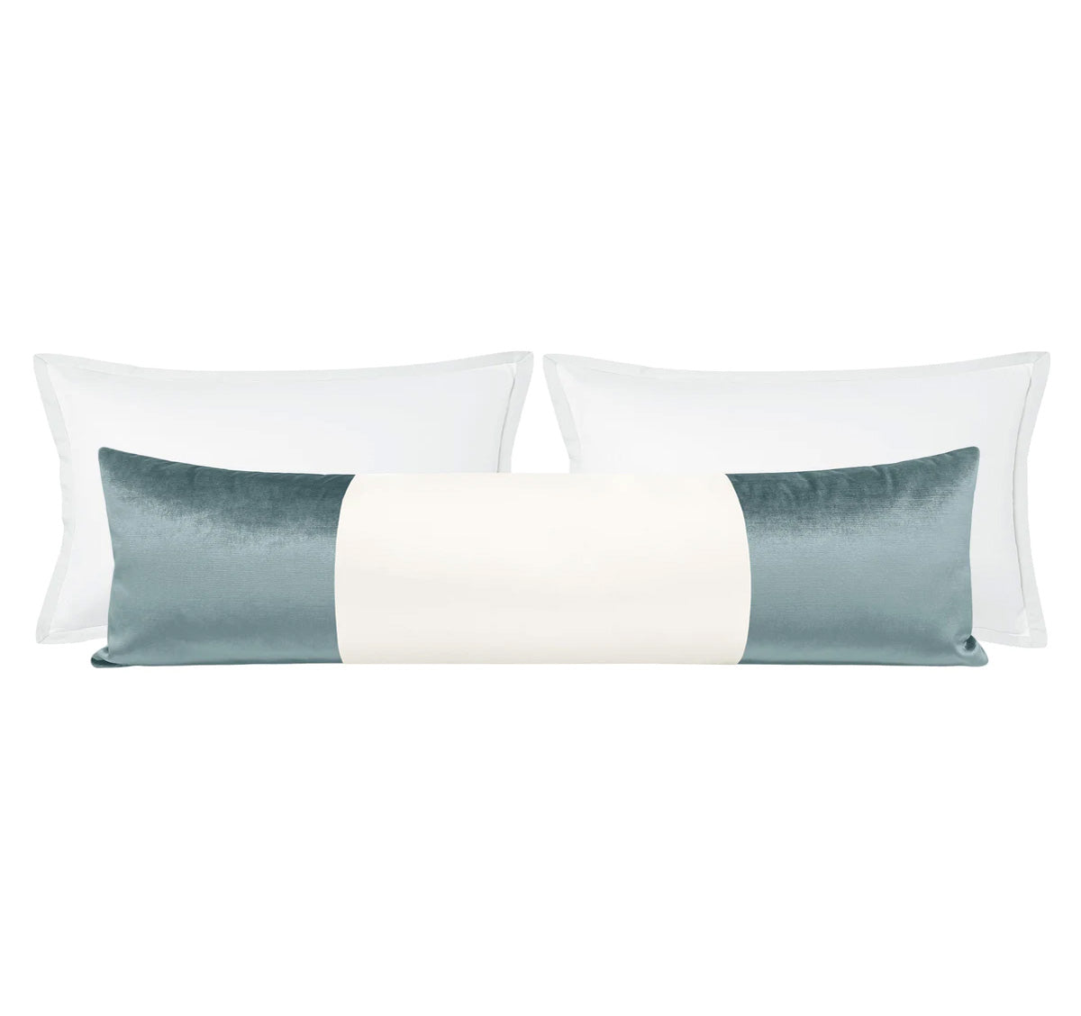 THE XL LUMBAR :: COLORBLOCK FAUX SILK VELVET // CERULEAN BLUE