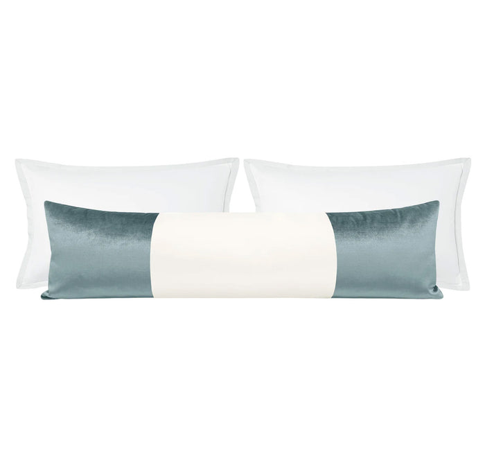 THE XL LUMBAR :: COLORBLOCK FAUX SILK VELVET // CERULEAN BLUE