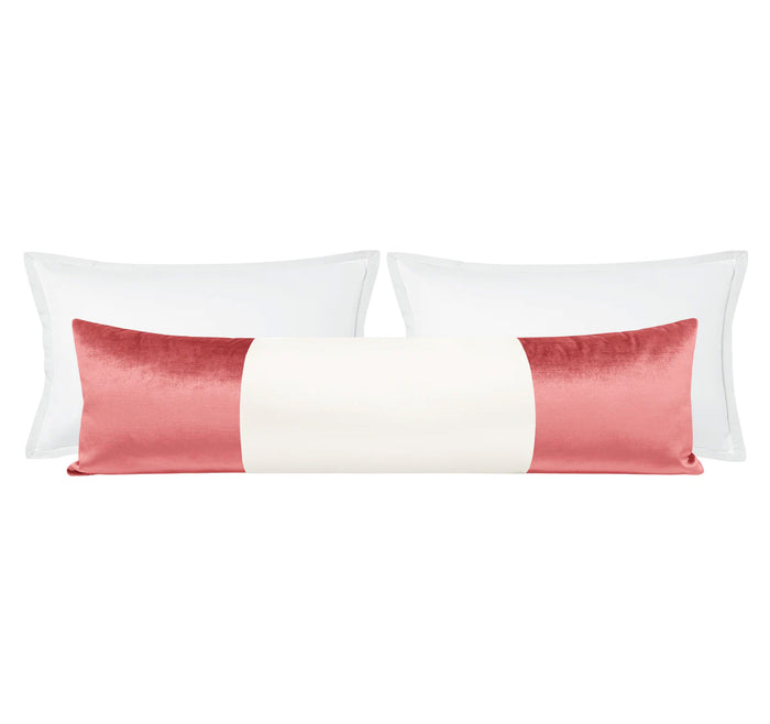 THE XL LUMBAR :: COLORBLOCK FAUX SILK VELVET // FLAMINGO