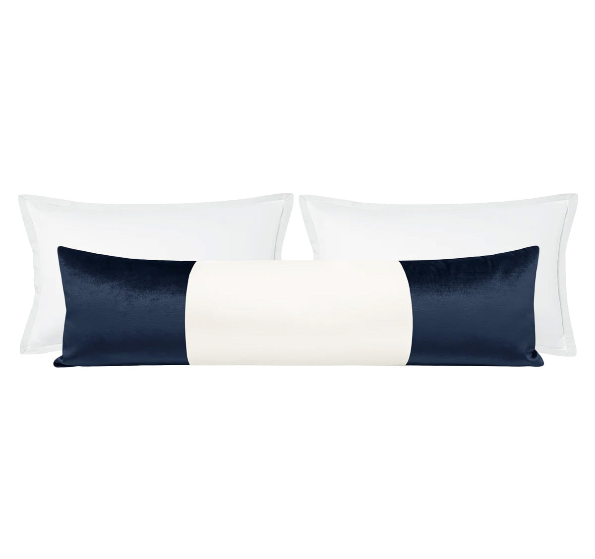 THE XL LUMBAR :: COLORBLOCK FAUX SILK VELVET // NAVY BLUE