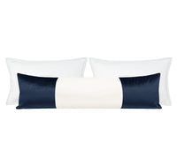 THE XL LUMBAR :: COLORBLOCK FAUX SILK VELVET // NAVY BLUE