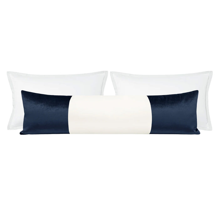 THE XL LUMBAR :: COLORBLOCK FAUX SILK VELVET // NAVY BLUE