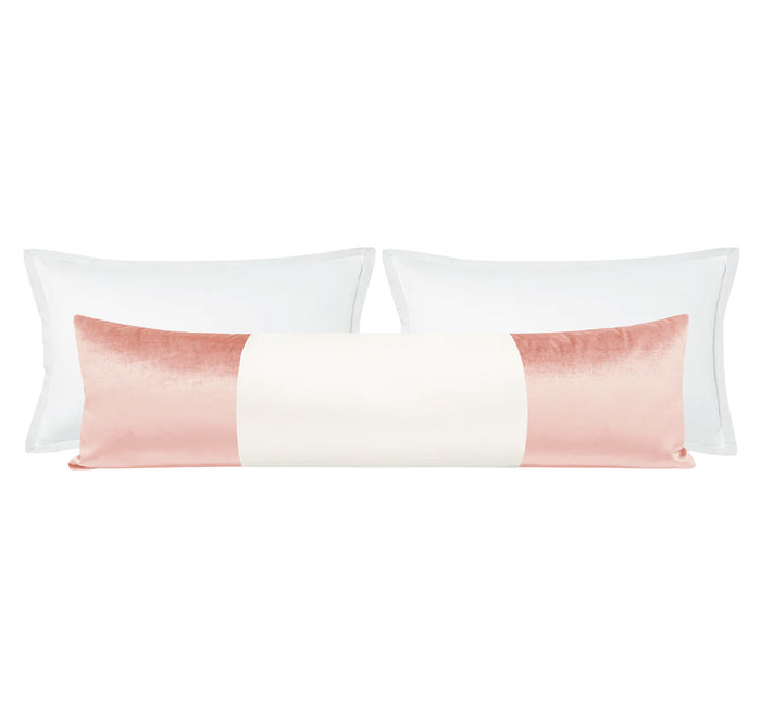 THE XL LUMBAR :: COLORBLOCK FAUX SILK VELVET // PINK PEONY