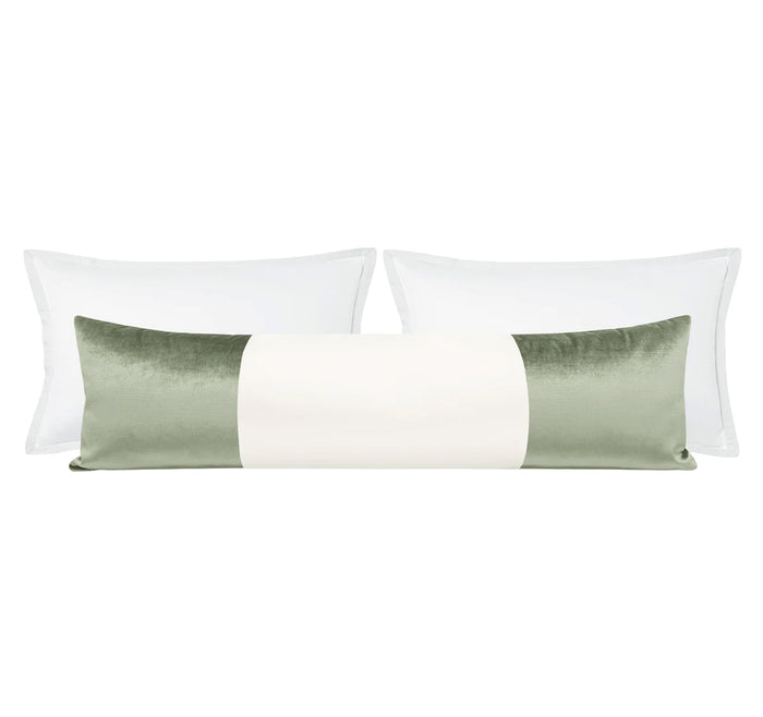 THE XL LUMBAR :: COLORBLOCK FAUX SILK VELVET // PISTACHIO