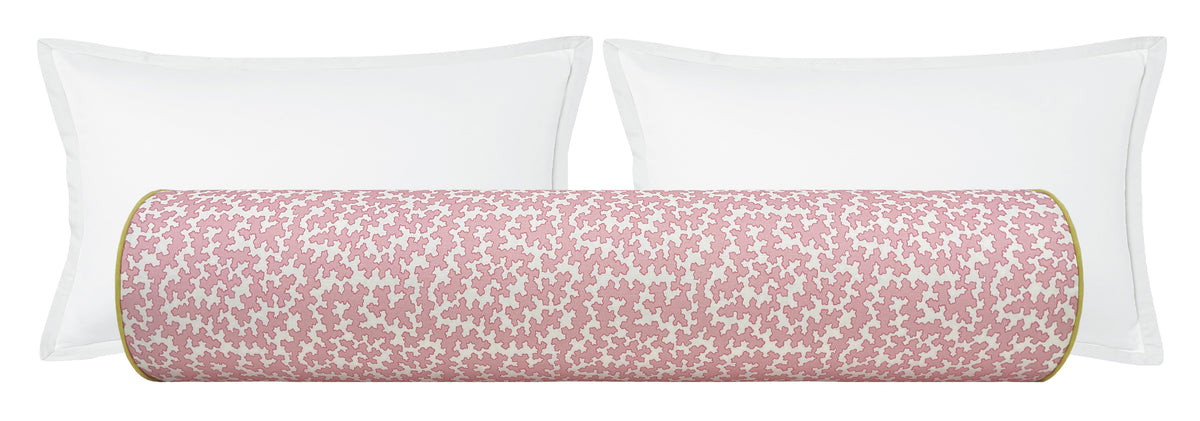OCS X LDC II | BOLSTER | ELLISTON HOUSE : DOVER // POPPY + CLASSIC LINEN // CHARTREUSE CORDING
