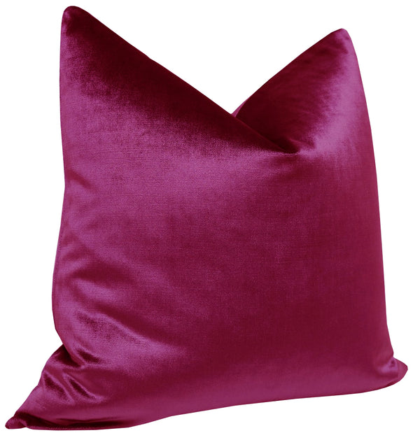 FINAL SALE : 18" X 18" FAUX SILK VELVET // MAGENTA PILLOW COVER