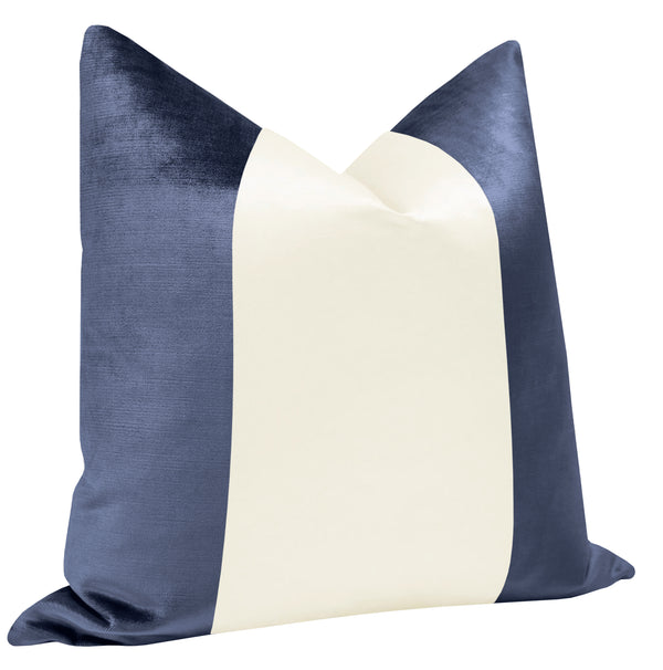 PANEL COLORBLOCK :: FAUX SILK VELVET // PRUSSIAN BLUE + ALABASTER SILK