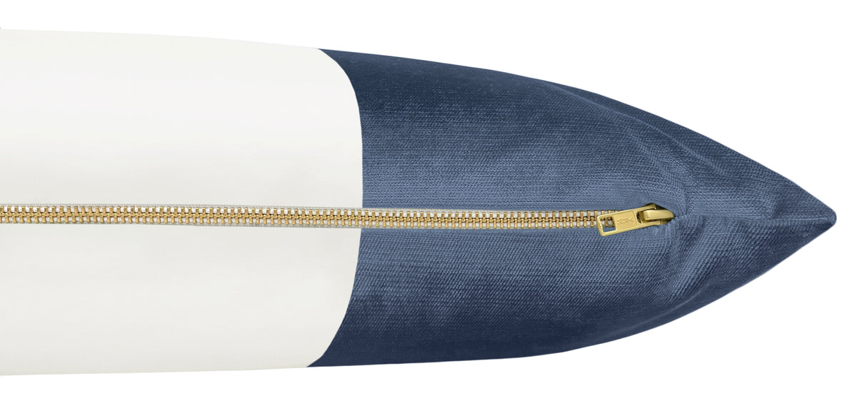 THE XL LUMBAR :: COLORBLOCK FAUX SILK VELVET // PRUSSIAN BLUE