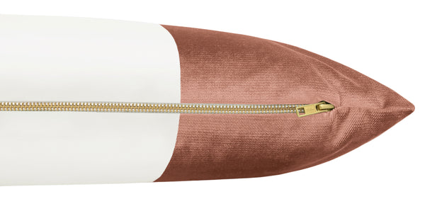 THE XL LUMBAR :: COLORBLOCK FAUX SILK VELVET // ROSE GOLD