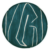 THE TIGHT ROUND OTTOMAN :: GRAFFITO // TEAL + PEARL