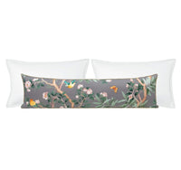 THE XL LUMBAR :: IMPERIAL GARDEN WITH BRASS CORDING // GRIS