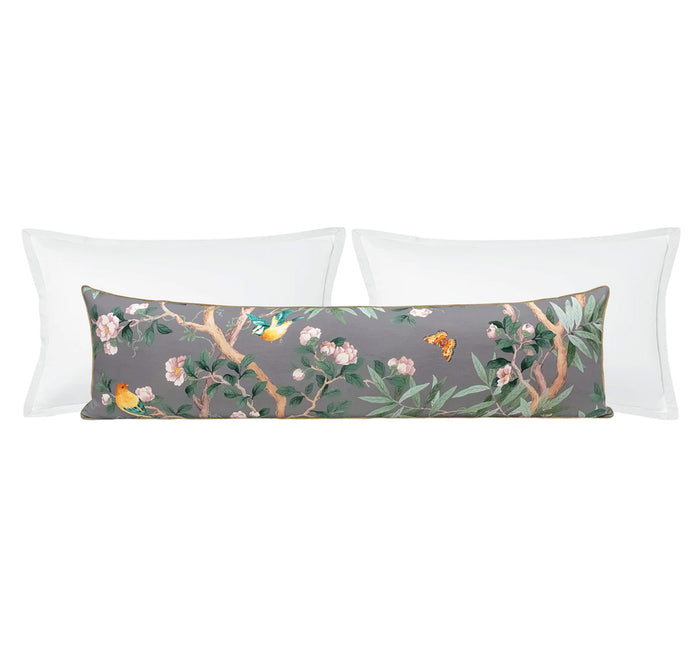 THE XL LUMBAR :: IMPERIAL GARDEN WITH BRASS CORDING // GRIS