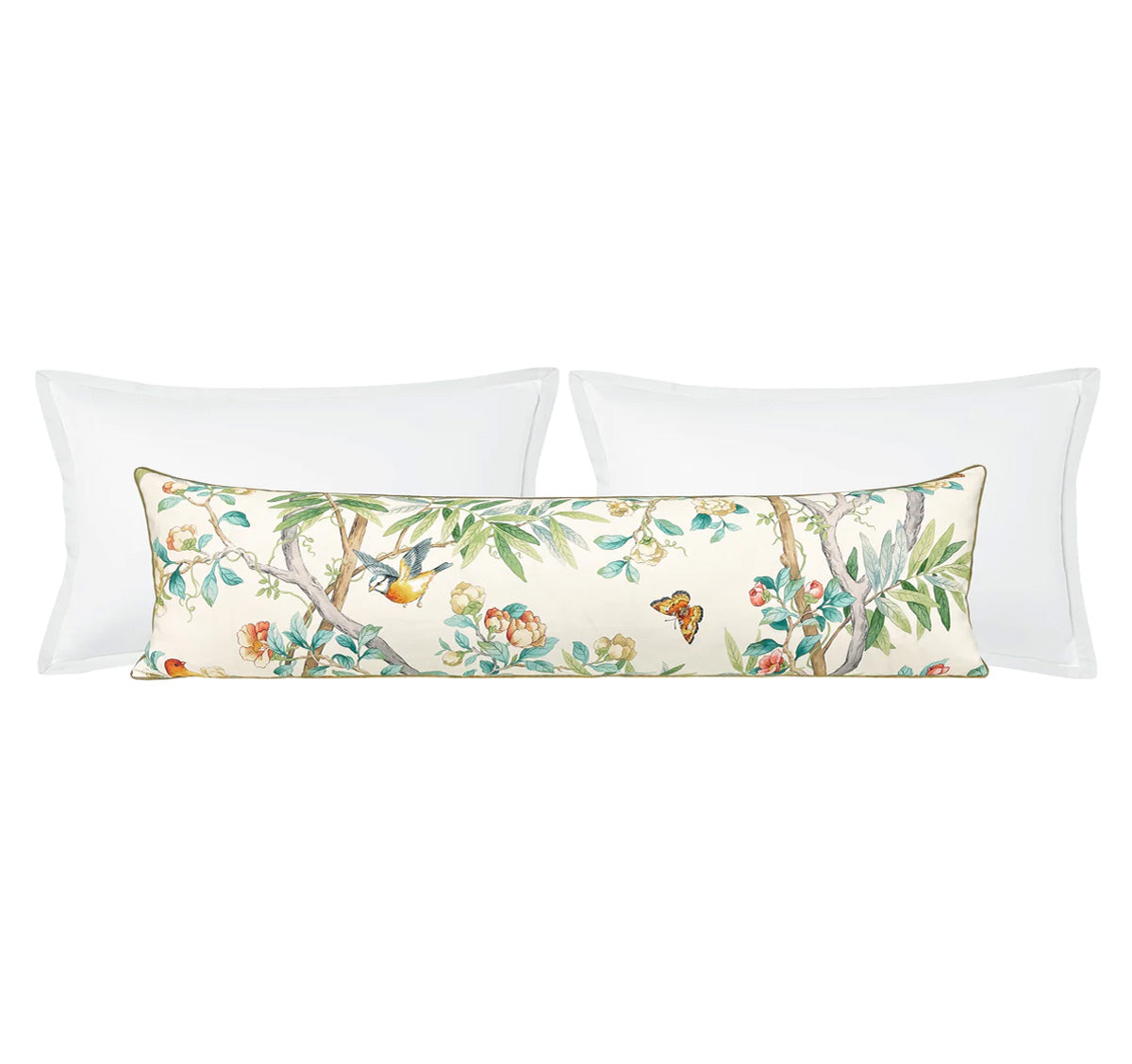 THE XL LUMBAR :: IMPERIAL GARDEN WITH BRASS CORDING // JADE