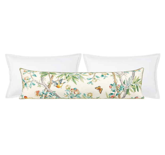 THE XL LUMBAR :: IMPERIAL GARDEN WITH BRASS CORDING // JADE