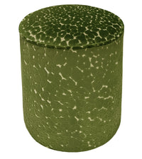 THE TIGHT ROUND OTTOMAN :: LEOPARD CUT VELVET // OLIVE