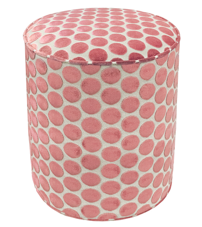 THE TIGHT ROUND OTTOMAN :: LUNA CUT VELVET // CARNATION