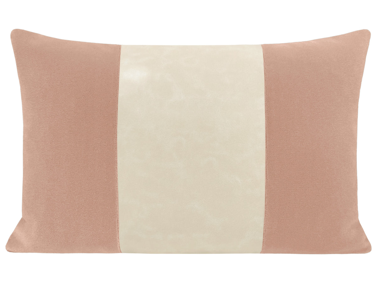 THE LITTLE LUMBAR :: MOHAIR VELVET // BLUSH  + FAUX LEATHER // ALABASTER