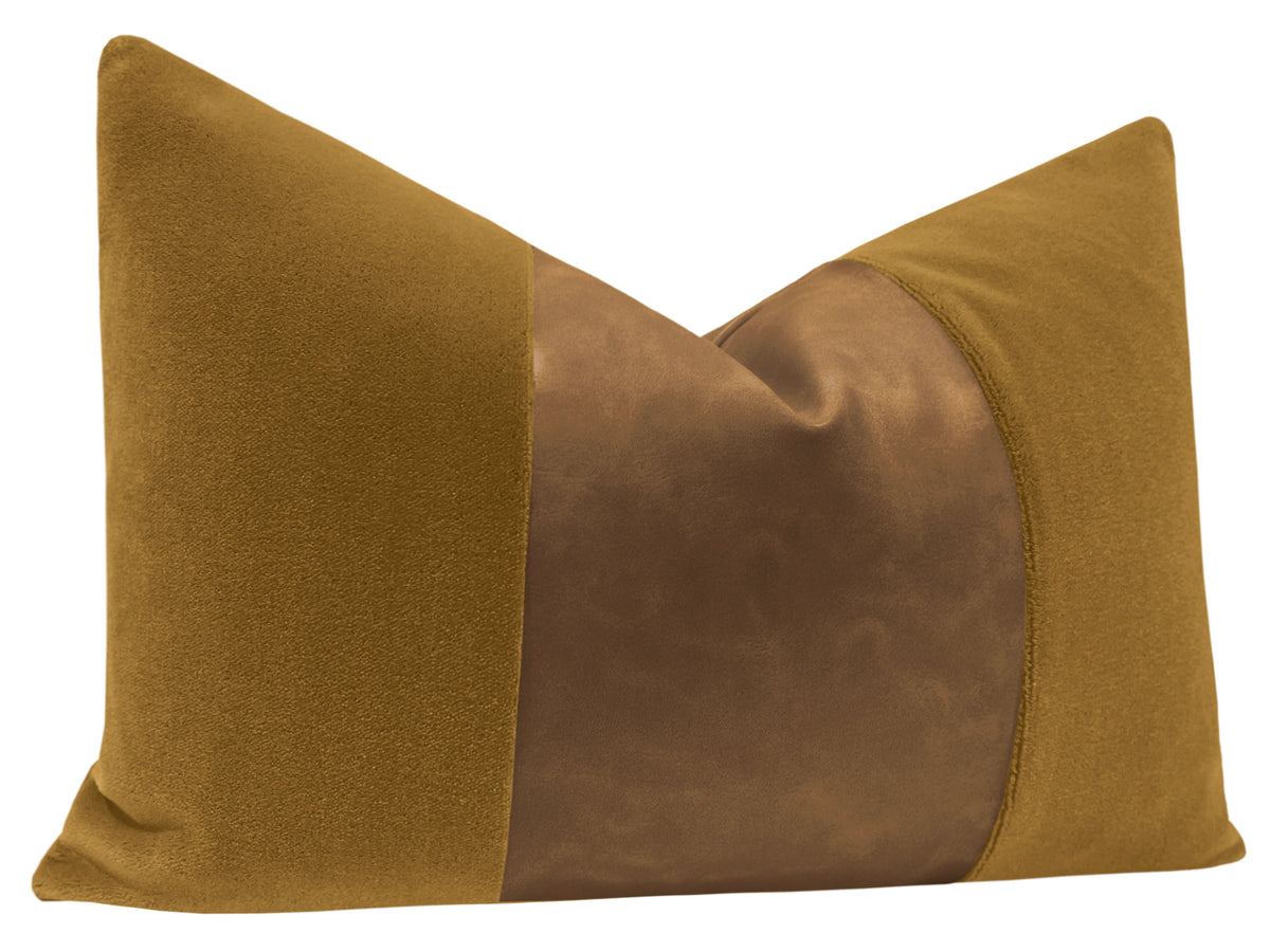 THE LITTLE LUMBAR :: MOHAIR VELVET // BOURBON  + FAUX LEATHER // SABLE