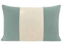 THE LITTLE LUMBAR :: MOHAIR VELVET // CERULEAN BLUE + FAUX LEATHER // ALABASTER