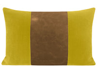 THE LITTLE LUMBAR :: MOHAIR VELVET // CHARTREUSE + FAUX LEATHER // SABLE