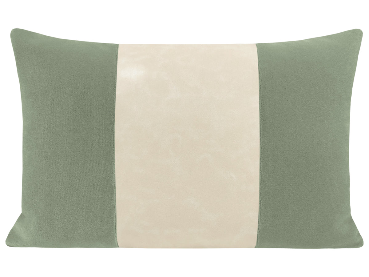 THE LITTLE LUMBAR :: MOHAIR VELVET // EUCALYPTUS + FAUX LEATHER // ALABASTER