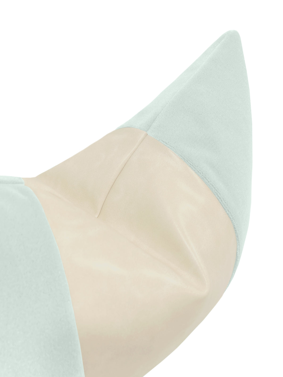 THE LITTLE LUMBAR :: MOHAIR VELVET // SPA BLUE + FAUX LEATHER // ALABASTER