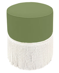 THE TIGHT ROUND OTTOMAN :: CLASSIC LINEN // CLOVER + BULLION FRINGE