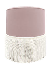 THE TIGHT ROUND OTTOMAN :: CLASSIC LINEN // LILAC + BULLION FRINGE