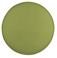 THE TIGHT ROUND OTTOMAN :: CLASSIC LINEN // OLIVE + BULLION FRINGE