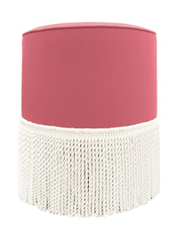 THE TIGHT ROUND OTTOMAN :: CLASSIC LINEN // ROSÉ PINK + BULLION FRINGE