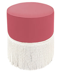 THE TIGHT ROUND OTTOMAN :: CLASSIC LINEN // ROSÉ PINK + BULLION FRINGE