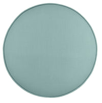 THE TIGHT ROUND OTTOMAN :: CLASSIC LINEN // SPA BLUE + BULLION FRINGE