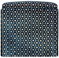 THE SKIRTED OTTOMAN :: PALOMA CUT VELVET  // NAVY BLUE