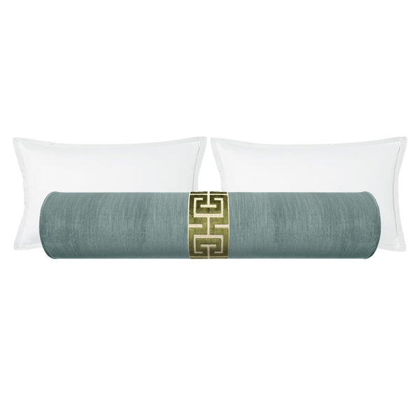 THE BOLSTER :: STRIE VELVET // CERULEAN BLUE + GREEK TRIM
