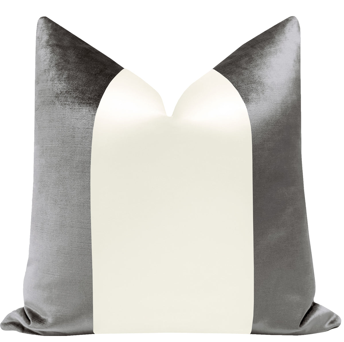 PANEL COLORBLOCK :: FAUX SILK VELVET // GRAPHITE + ALABASTER SILK