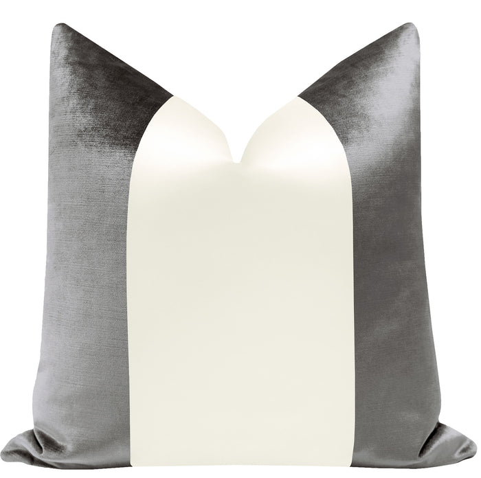 PANEL COLORBLOCK :: FAUX SILK VELVET // GRAPHITE + ALABASTER SILK