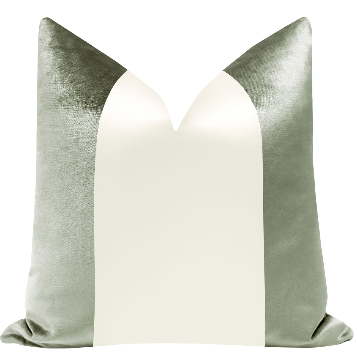 PANEL COLORBLOCK :: FAUX SILK VELVET // PISTACHIO + ALABASTER SILK